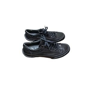 Single Move Japan Black Leather Low-Top Sneakers Lace-Up Women's Size S 7-7.5